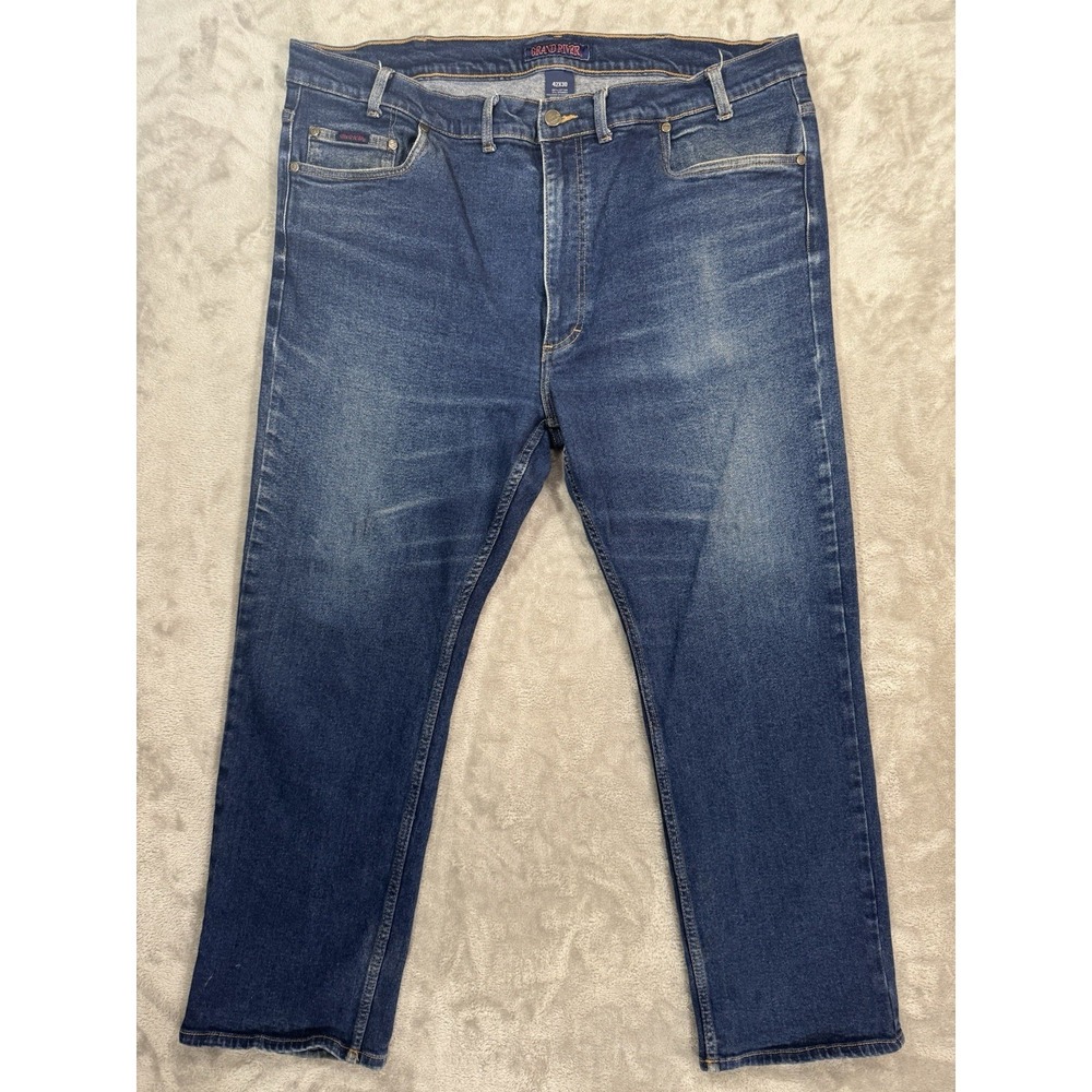 Grand River Jeans Mens 42x30 Blue Stretch High Rise Traditional Fit Straight Leg